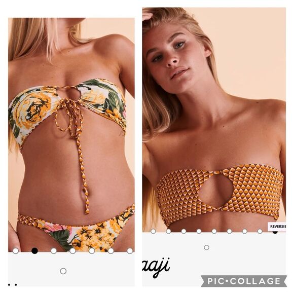 NEW Maaji KALEIDOSCOPE Reversible Bandeau Bikini Top Size Medium - Picture 1 of 9
